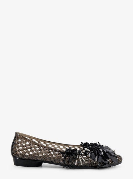 Heavenly Jelly Pvc Ballerinas With Beads On The Front Black