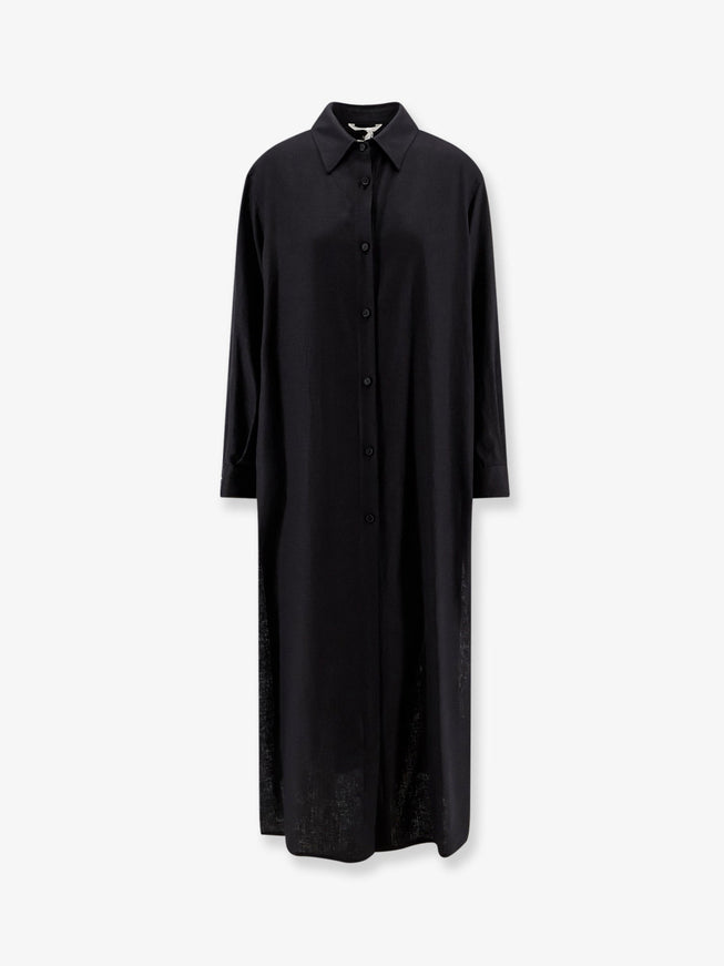 Hevo Arigliano Viscose And Linen Chemisier Dress Black