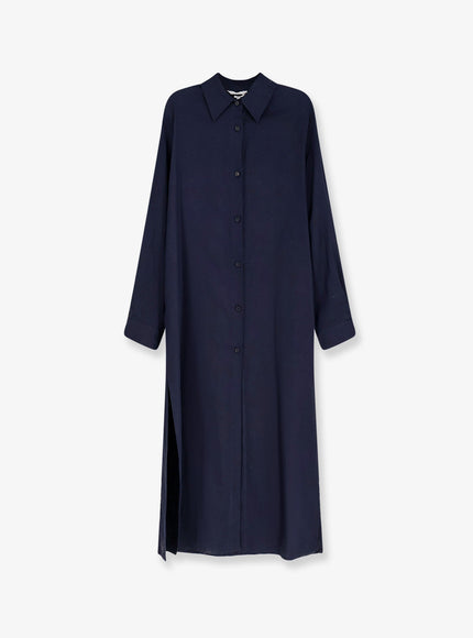 Hevo Arigliano Viscose And Linen Chemisier Dress Bluenavy