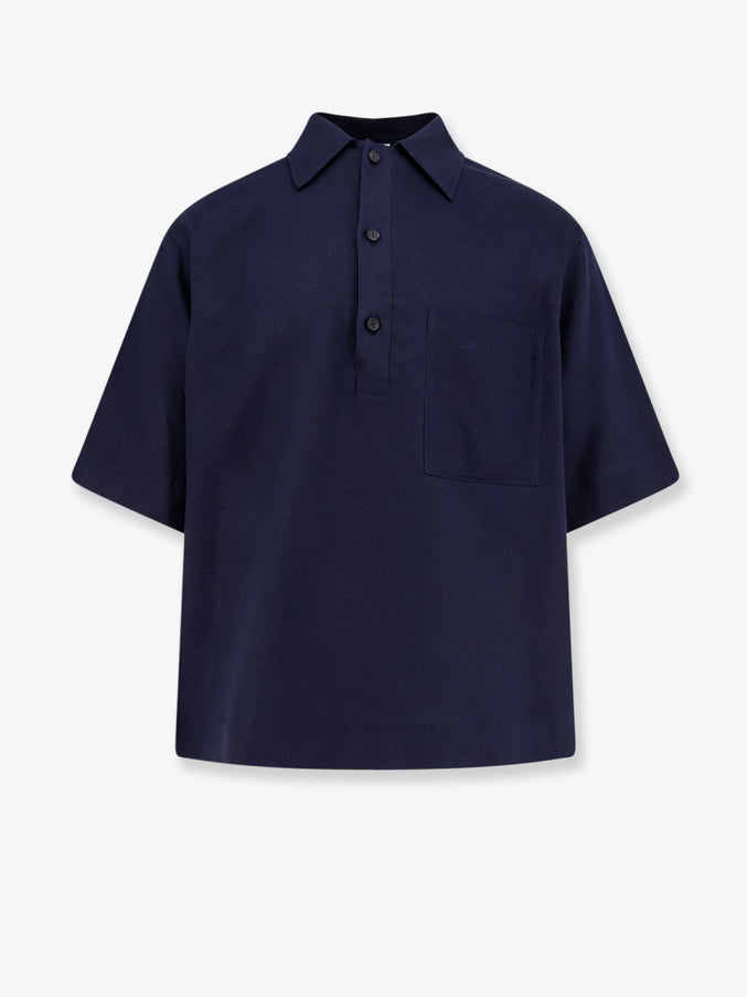 Hevo Montursi Linen And Viscose Shirt Bluenavy
