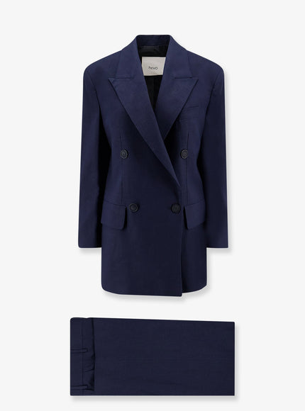 Hevo Rocchetta Linen And Viscose Suit Bluenavy