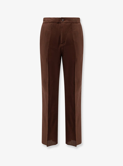 Hevo Torre Chianca Linen And Viscose Trousers Brown