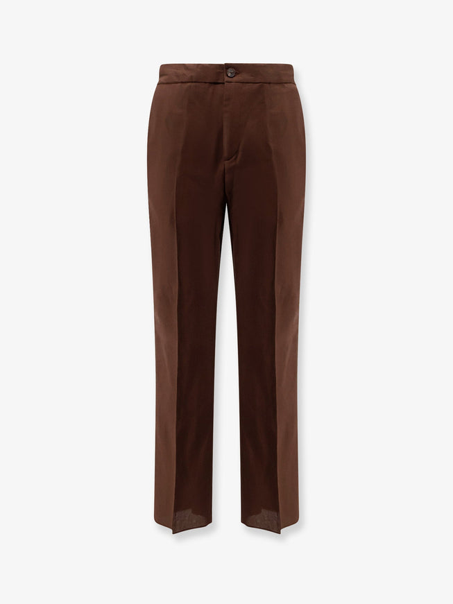 Hevo Torre Chianca Linen And Viscose Trousers Brown