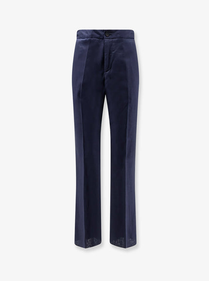 Hevo Torre Chianca Linen And Viscose Trousers Bluenavy