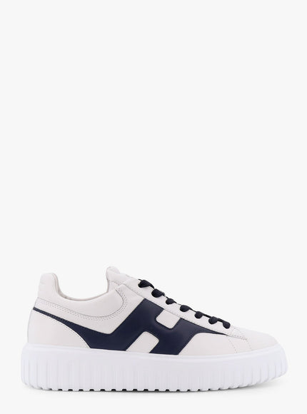 Hogan H-Stripes Leather Sneakers With Side Logo Blu
