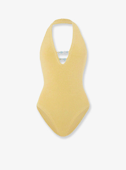 Hunza G Adriana Crinkle Fabric One-Piece Swimsuit Uni Butter