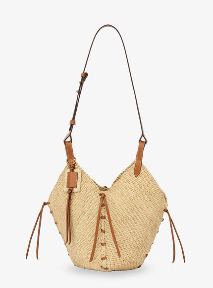 Isabel Marant Losange Raffia Shoulder Bag Uni Natural Cognac