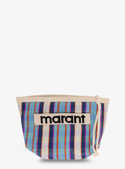 Isabel Marant Powden Nylon Clutch With Striped Pattern Uni Turquoise Chalk