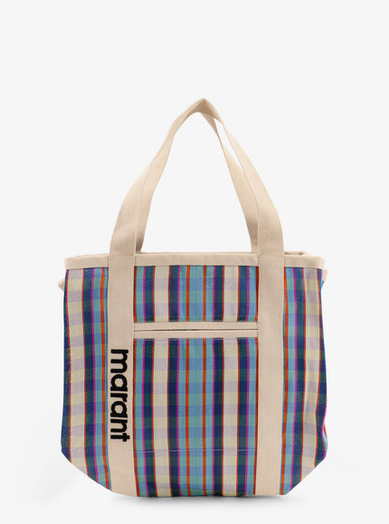 Isabel Marant Darwen Nylon Shoulder Bag With Striped Pattern Uni Turquoise Chalk
