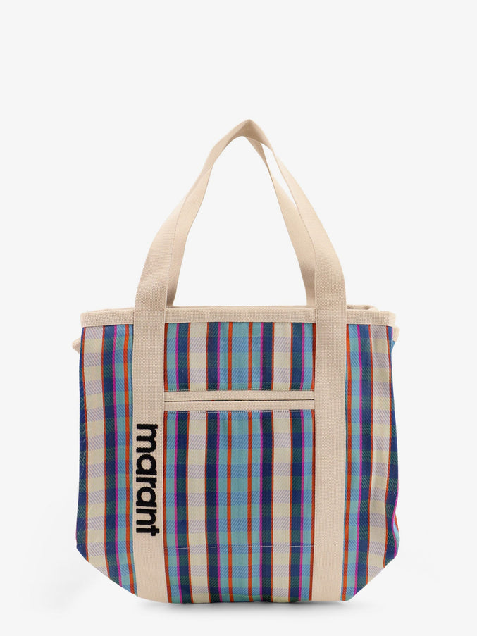 Isabel Marant Darwen Nylon Shoulder Bag With Striped Pattern Uni Turquoise Chalk