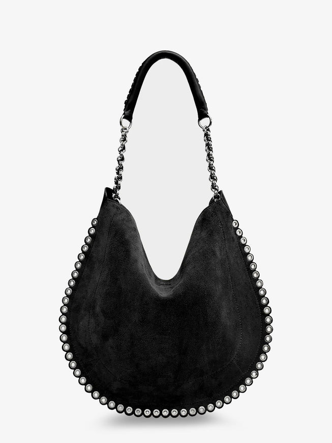 Isabel Marant Oskan Suede Hobo Bag Uni Black Silver