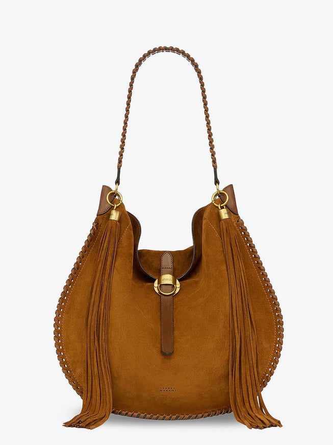 Isabel Marant Oskan Hobo Folk Suede Shoulder Bag Uni Cognac