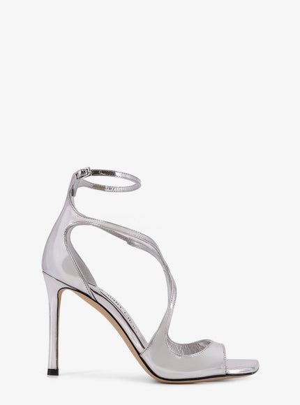 Jimmy Choo Shiny Leather Azia Sandals Silver