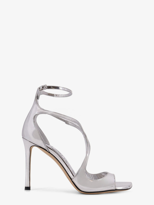 Jimmy Choo Shiny Leather Azia Sandals Silver