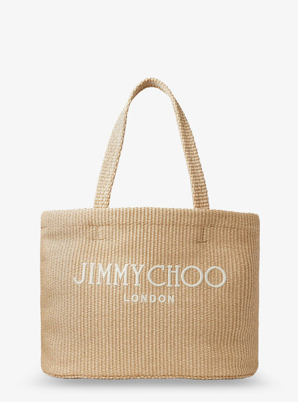 Jimmy Choo Raffia Shopping Bag With Lettering Logo On The Front Uni Naturallatte