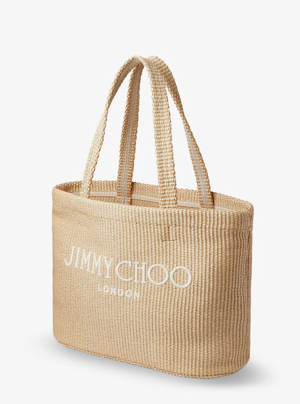 Jimmy Choo Raffia Shopping Bag With Lettering Logo On The Front