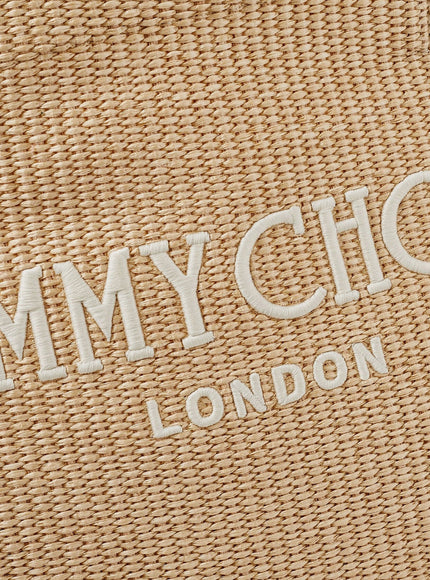 Jimmy Choo Raffia Shopping Bag With Lettering Logo On The Front