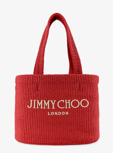 Jimmy Choo Raffia Shopping Bag With Lettering Logo On The Front Uni Rubyredlightgold