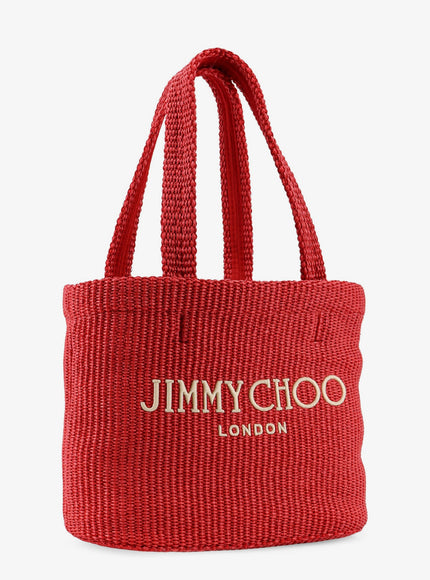 Jimmy Choo Raffia Shopping Bag With Lettering Logo On The Front