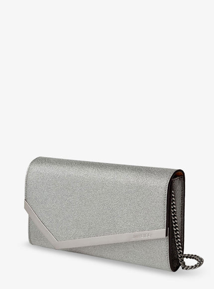 Jimmy Choo Emmie Leather Clutch With All-Over Glitter
