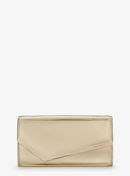 Jimmy Choo Emmie Leather Clutch With All-Over Glitter Uni Gold