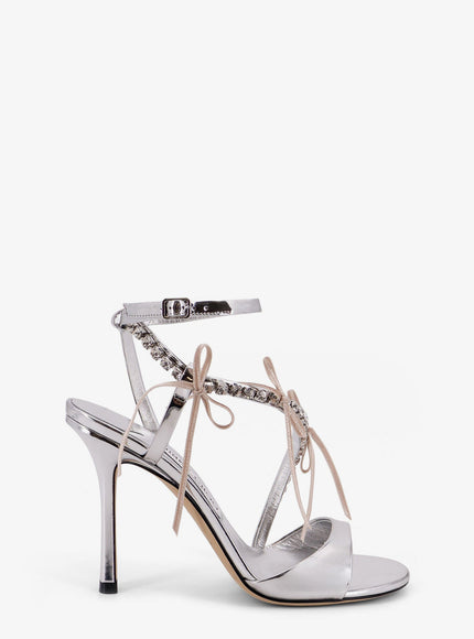 Jimmy Choo Lula Leather Sandals With Rhinestone Detail Silvermacaron