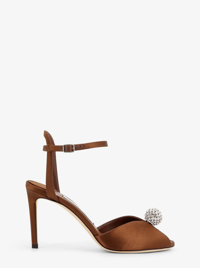 Jimmy Choo Sacora Satin Sandals With Crystal Detail Bronzecrystal