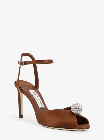 Jimmy Choo Sacora Satin Sandals With Crystal Detail