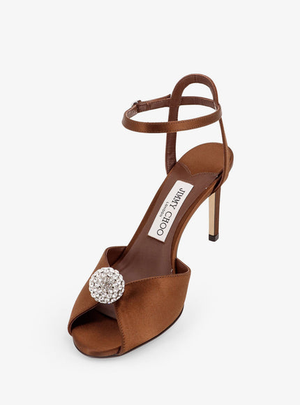 Jimmy Choo Sacora Satin Sandals With Crystal Detail