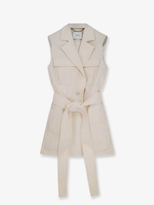 Joseph Diafa Sleeveless Cotton And Linen Blazer Marble