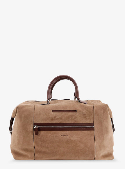 Kiton Ciro Paone Suede Weekend Travel Bag Uni Grigio