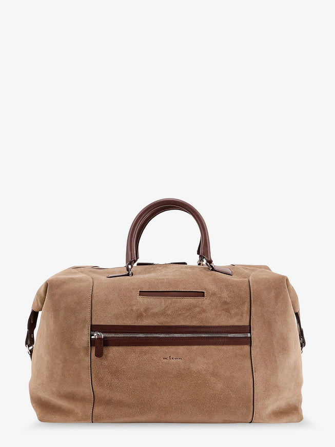 Kiton Ciro Paone Suede Weekend Travel Bag Uni Grigio