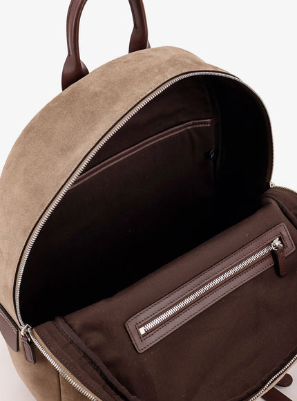 Kiton Ciro Paone Suede Backpack With Engraved Logo