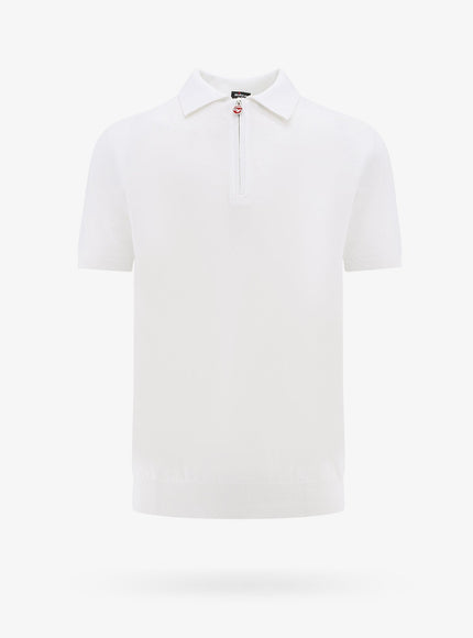 Kiton Ciro Paone Classic Zip Cotton Polo Bianco