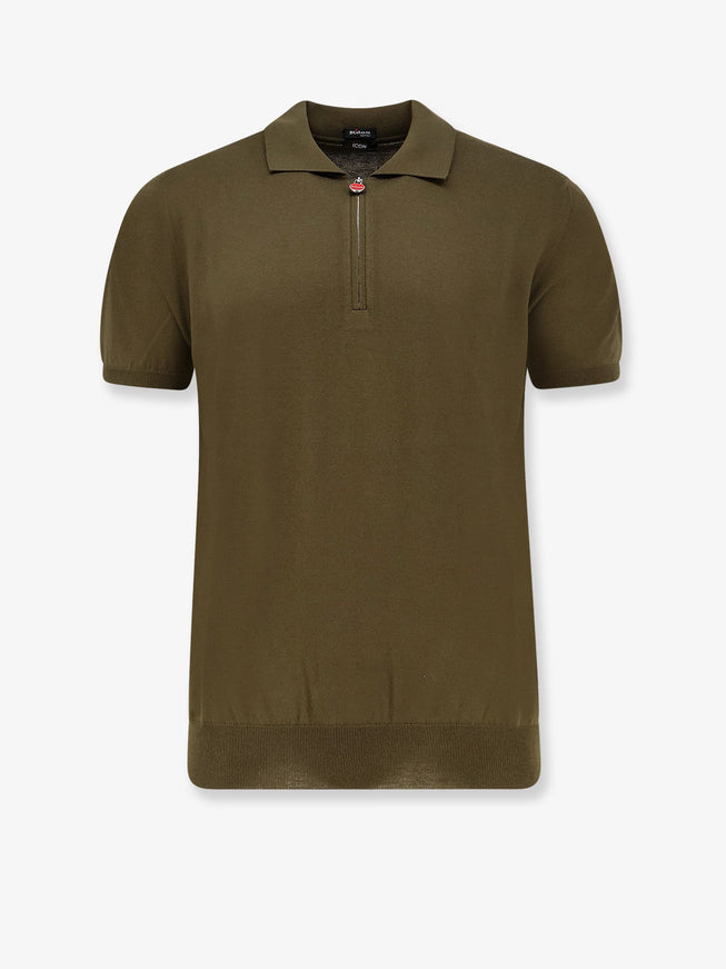 Kiton Ciro Paone Classic Zip Cotton Polo Verde
