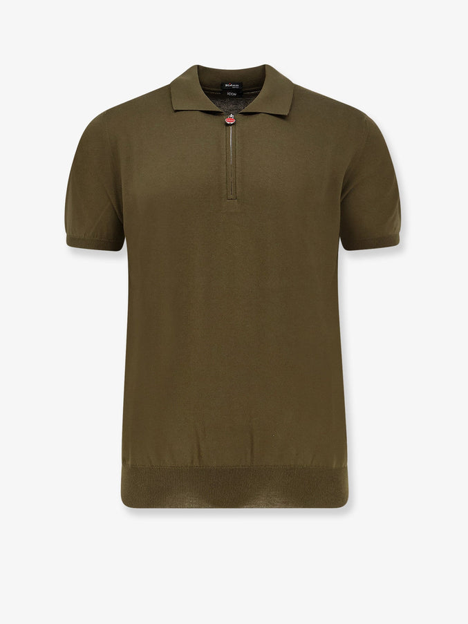 Kiton Ciro Paone Classic Zip Cotton Polo Verde