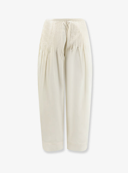 Lamrons Modal And Silk Blend Trousers Cream