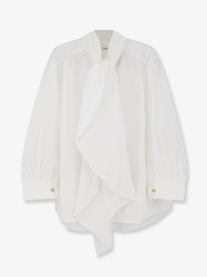 Lamrons Cotton Shirt With Knot Detail White