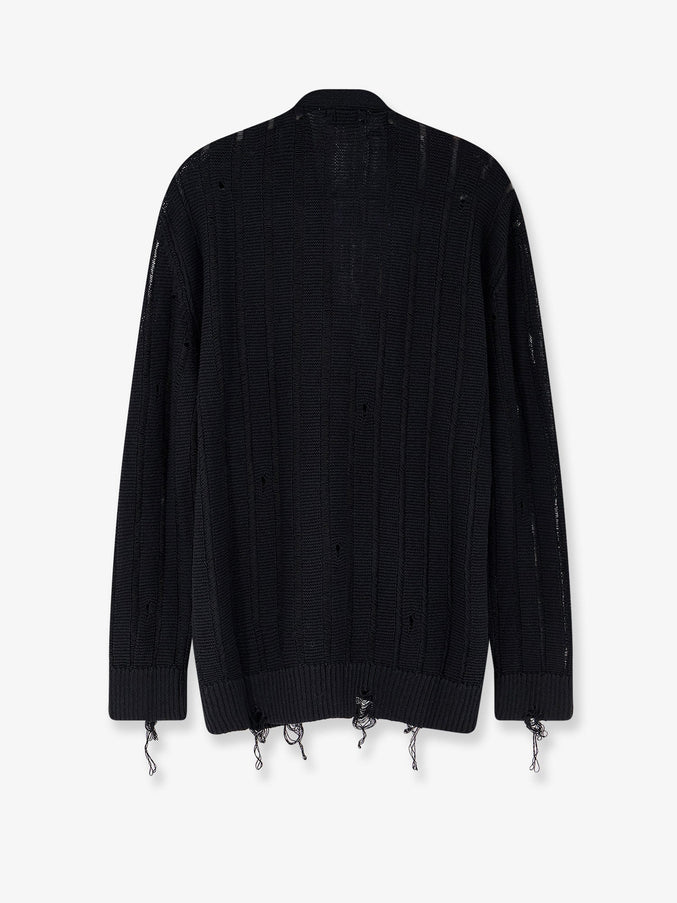 Laneus Cotton Cardigan With Destroyed Effect