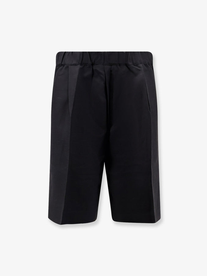 Laneus Viscose And Linen Bermuda Shorts Nero