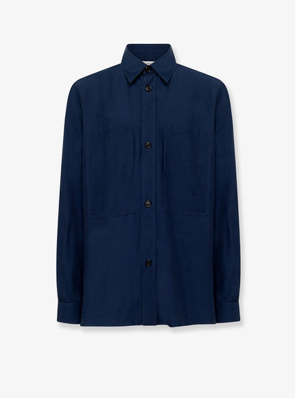Laneus Viscose And Linen Shirt Blu