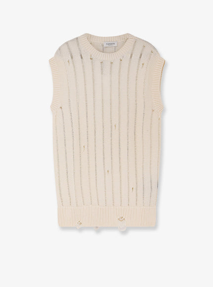 Laneus Destroyed Effect Cotton Vest Beige