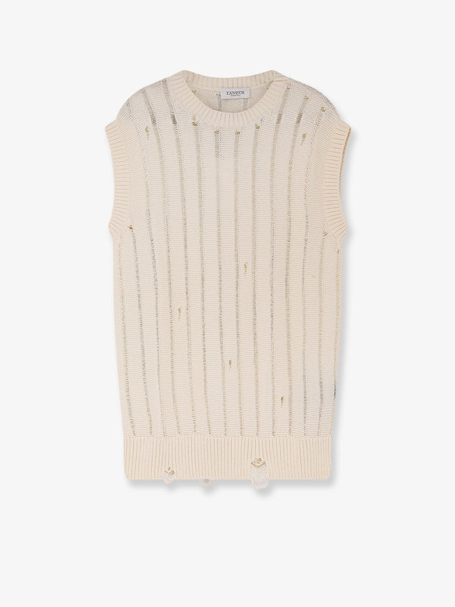 Laneus Destroyed Effect Cotton Vest Beige