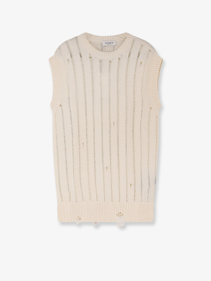 Laneus Destroyed Effect Cotton Vest Beige
