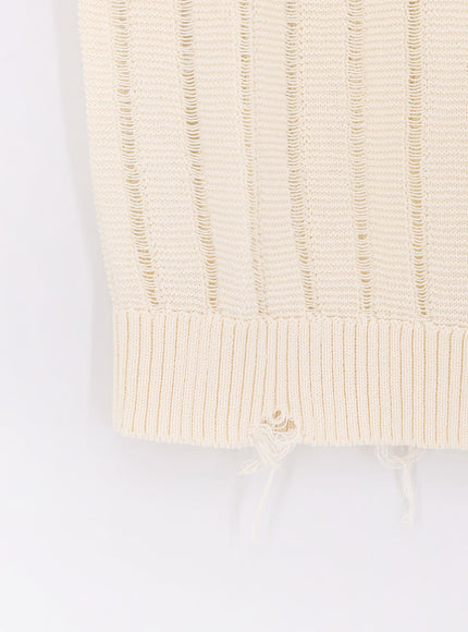 Laneus Destroyed Effect Cotton Vest