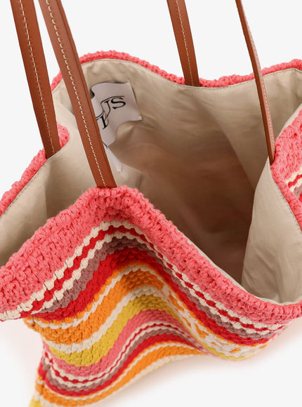 Laneus Crochet Shoulder Bag With Embroidered Logo