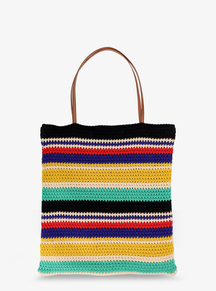 Laneus Crochet Shoulder Bag With Embroidered Logo