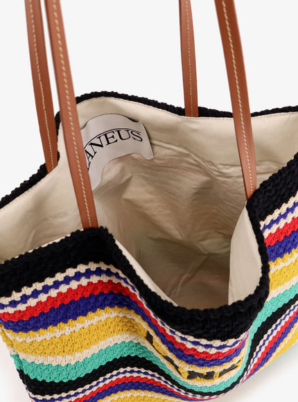 Laneus Crochet Shoulder Bag With Embroidered Logo