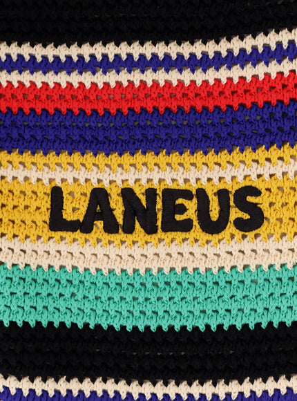 Laneus Crochet Shoulder Bag With Embroidered Logo