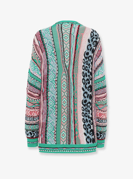 Laneus Multicolor Jacquard Cotton Cardigan